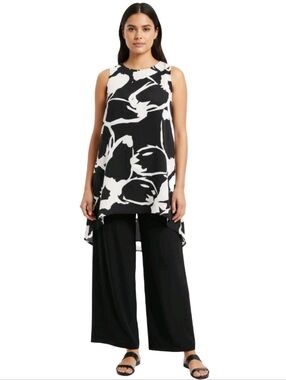 Vince Camuto Abstract Print Sleeveless Hi/Lo Chiffon Tunic